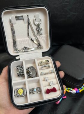 项链戒指收纳盒手链耳环耳钉首饰盒简约小精致迷你旅行首饰品包