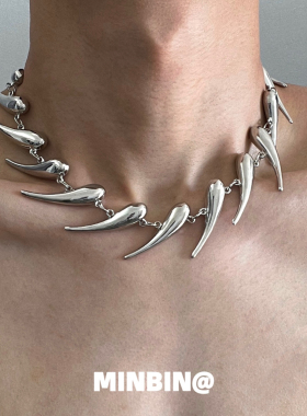 荆棘异形几何银刺朋克项链小众夸张高级感嘻哈锁骨链男女颈链潮流
