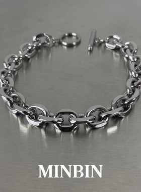 钛钢不掉色古巴链手链男士潮牌嘻哈女ins冷淡风简约情侣手饰配饰