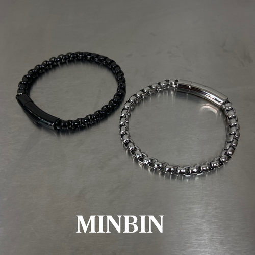 方珍珠链钛钢手链男士朋克简约个性手饰小众设计女酷配饰潮流嘻哈