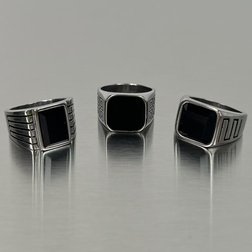 黑宝石钛钢男士戒指男款潮牌