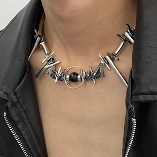 暗黑废甲机械感朋克项链男高级嘻哈小众设计感锁骨链女生配饰潮牌