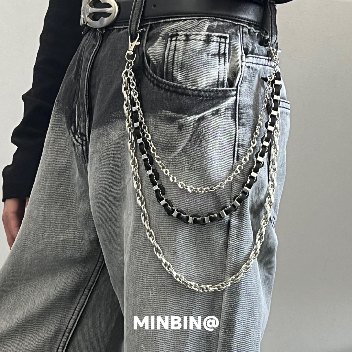 麻花编织金属链条牛仔裤链朋克风嘻哈街头多层腰链百搭裤子配饰潮