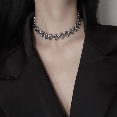 重工朋克镂空钛钢项链