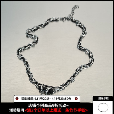 黑色宝石星芒项链男女暗黑风