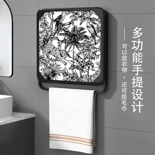 浴室壁画收纳箱洗澡放衣服神器卫生间小壁柜厕所防水盒折叠置物架