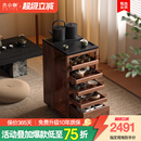 光影实木煮茶茶台茶水柜可移动沙发边柜客厅展示柜茶桌 木小咖