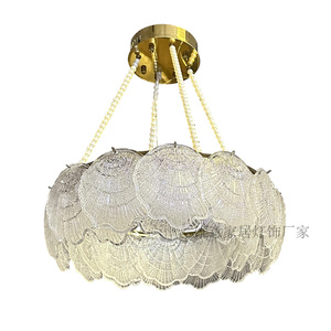 北欧羽毛玻璃吊灯奶油风女孩公主房卧室书房灯创意个性装饰吊灯