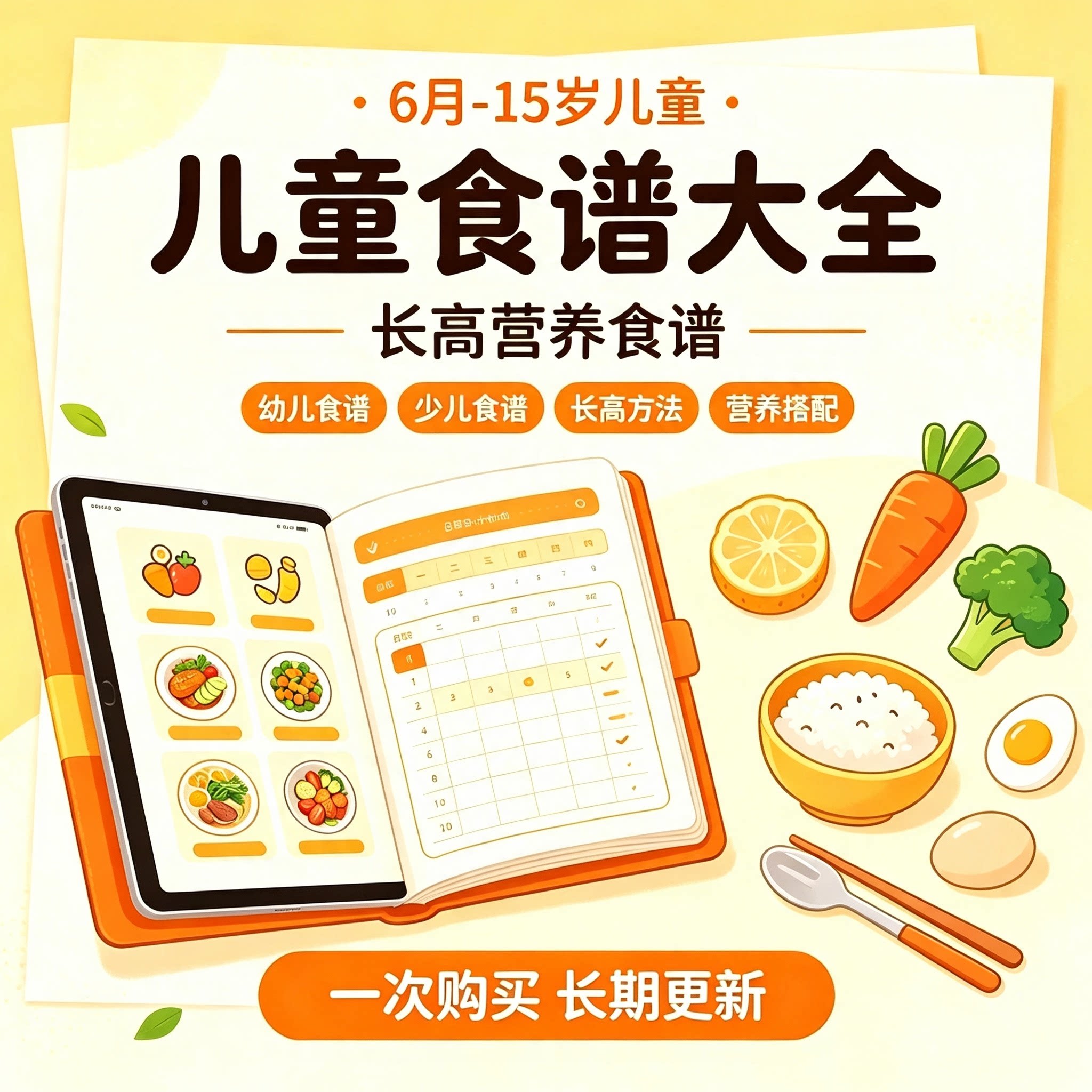 婴幼儿儿童长高营养食谱电子版辅食养脾胃早中晚餐家常菜谱教程