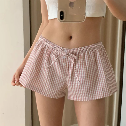 辣妹小格子低腰休闲短裤女