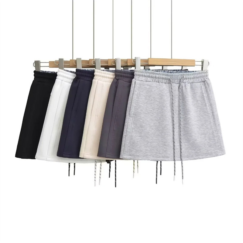 美式空气层半身裙女秋季2024新款抽绳松紧高腰a字裙休闲运动短裤,女装/女士精品,半身裙,淘宝优惠券,粉丝福利购,淘宝优惠卷