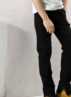 NO NAME 带拉链2822款黑色牛仔裤男士时尚休闲高弹春秋百搭裤子