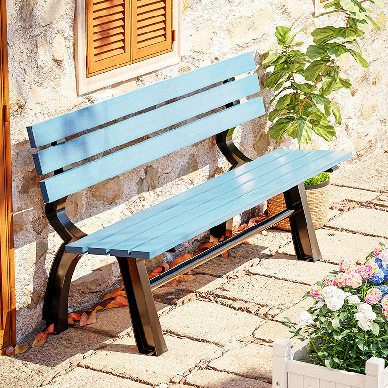 别墅庭院铁艺休闲加长椅子露天室外院子里的铸铁木质铁制双人坐椅