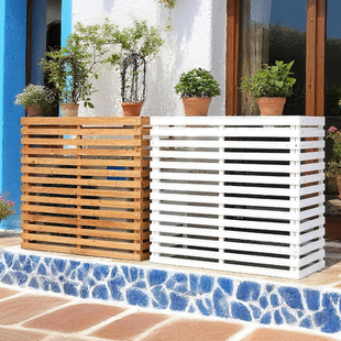 室外防腐木阳台空调外机花架上方平台挂机置物架盖板可承重花盆架