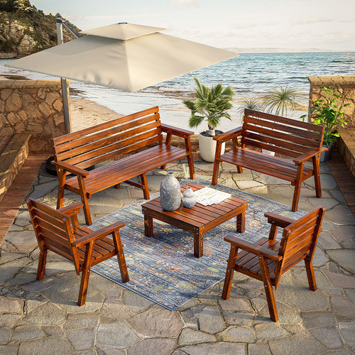 户外防腐木沙发室外露天庭院休闲实木露台花园组合桌椅子防水防晒