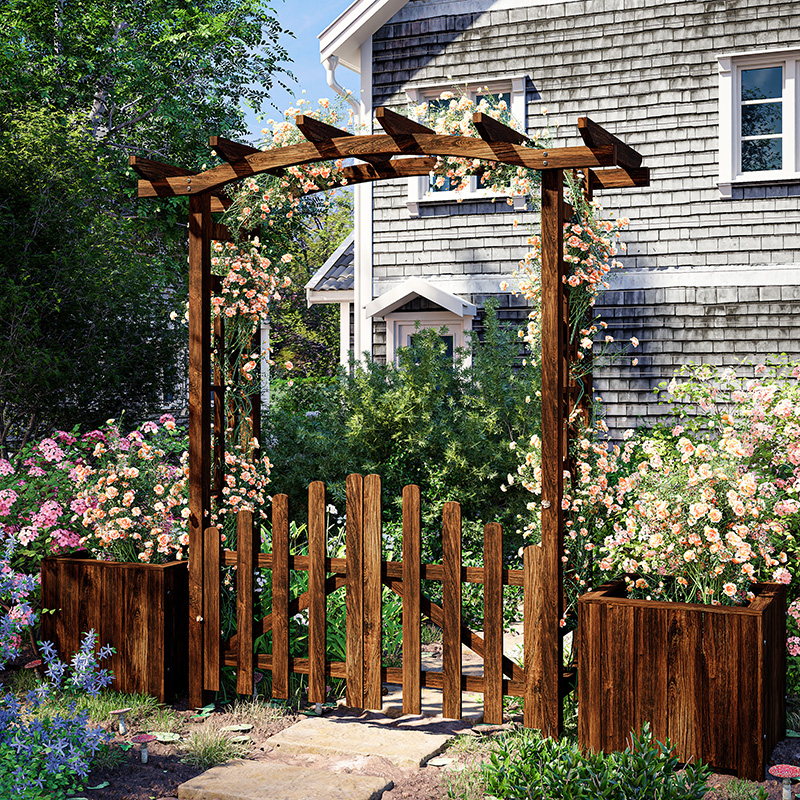 户外防腐木花架庭院实木拱门
