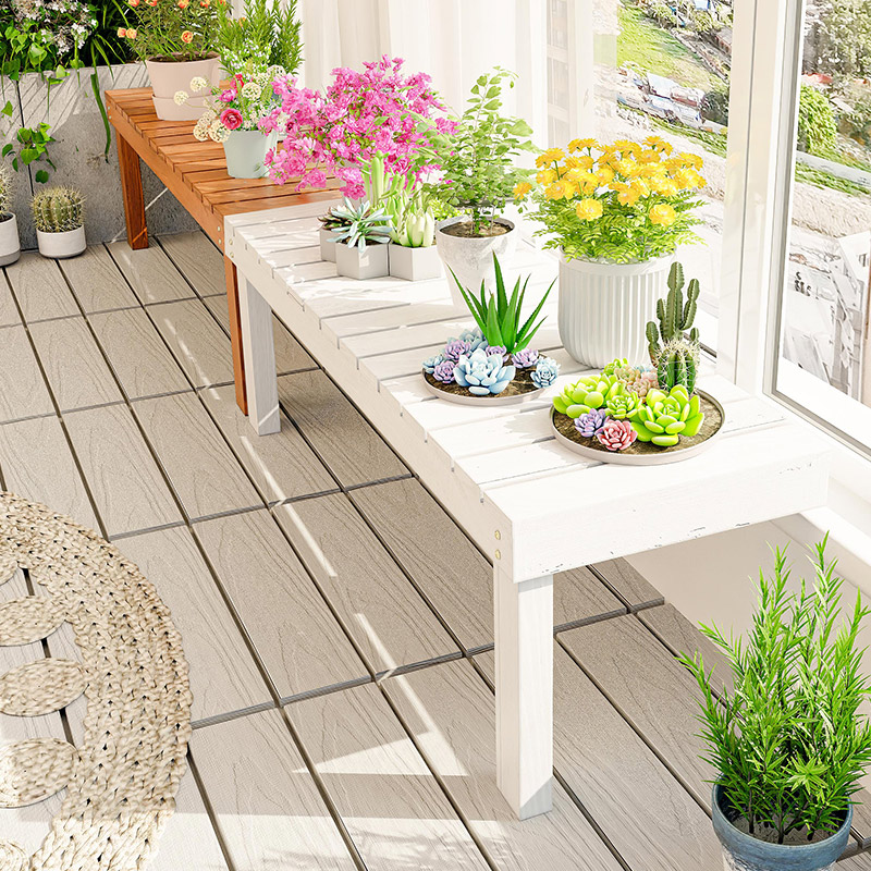 超窄封闭阳台矮白色防腐木花架