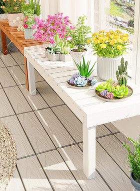 超窄封闭阳台矮白色防腐木花架窗户外面加宽延伸板摆花简易置物架