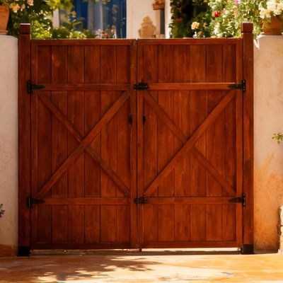 别墅庭院实木双开大门