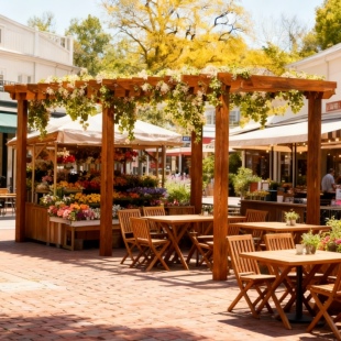 防腐木葡萄架爬藤架户外商业街休闲打卡遮阳棚凉亭长廊亭子小房子