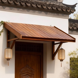 小院别墅门口家用加厚无声遮阳棚防水简易雨棚实木屋檐门头挡雨板