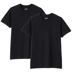 无侧缝棉质圆领短袖 男式 日单 T恤 2件装