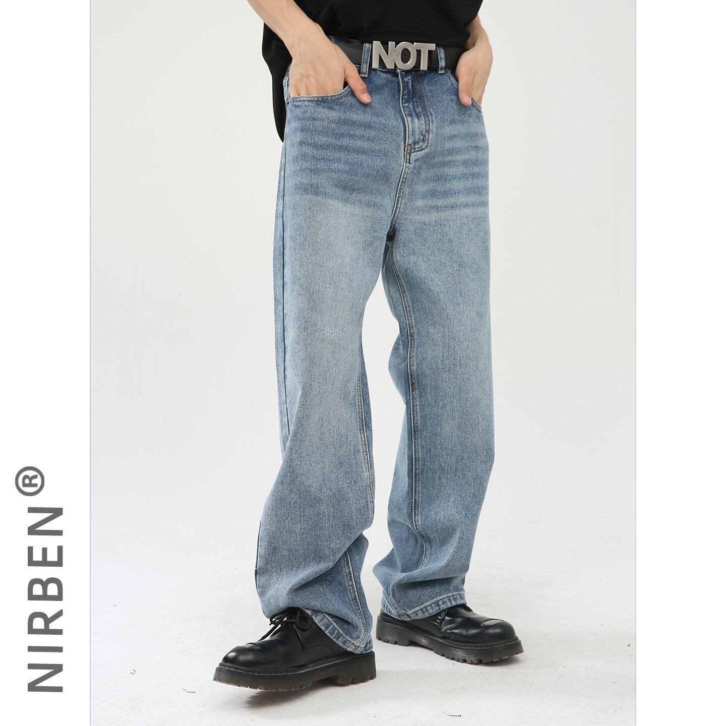 nirben牛仔|  宽松韩版百搭显瘦水洗ins直筒阔腿长裤子潮流男潮