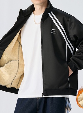 975AB大码男装加绒加厚卫衣300斤跨境欧美式保暖夹克外套一件代发