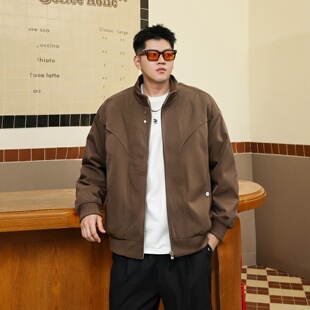 翻领外套男士春秋款宽松休闲大码男装上衣夹克加肥加大胖子飞行服