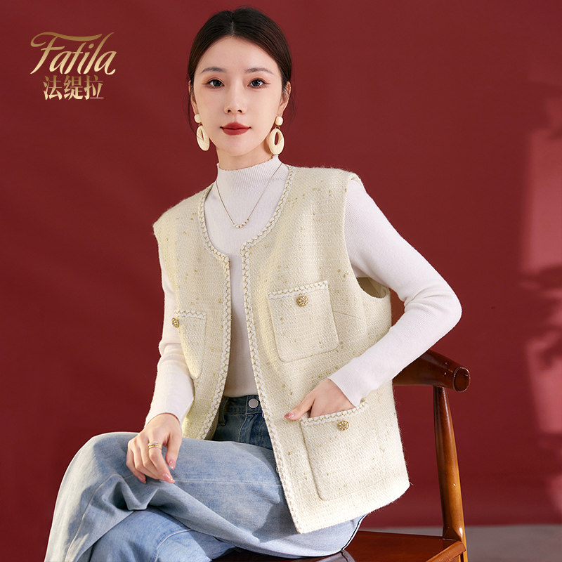 白色法式小香风马甲女2025新款秋冬轻奢高级感外穿背心女士马夹