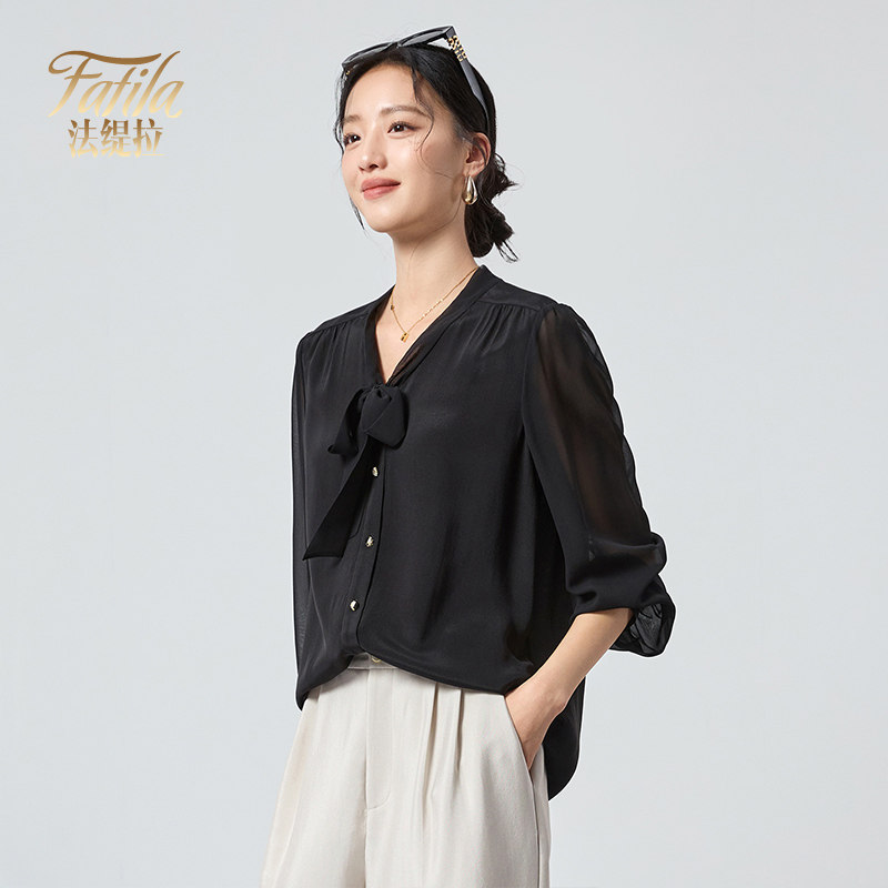 黑色桑蚕丝衬衫女长袖新款2026
