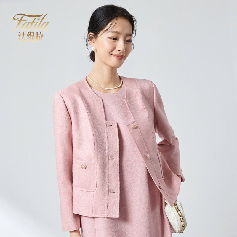 高端羊毛桑蚕丝混纺短款外套女春装新款2026通勤气质小西装上衣女,女装/女士精品,短外套,淘宝优惠券,粉丝福利购,淘宝优惠卷