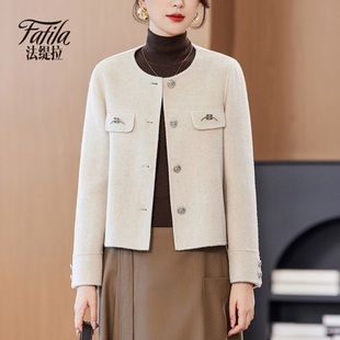 白色双面零羊绒大衣女短款秋冬新款2025韩版手工双面呢羊毛呢外套