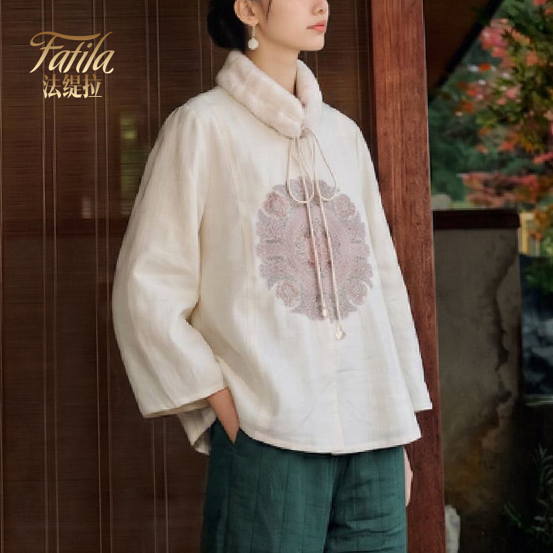 新中式复古立领薄款棉衣女短款