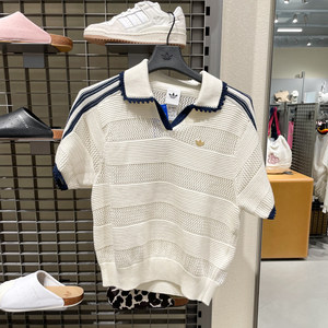正品阿迪达斯三叶草女子2026秋季新款南法度假风短袖POLO衫KX0713