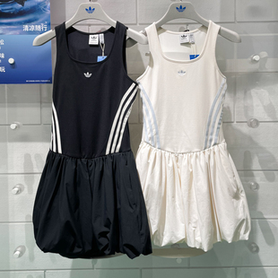 简约运动休闲无袖 时尚 花苞连衣裙KE5075 新款 阿迪达斯女子2025夏季