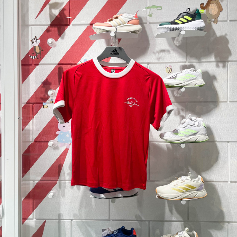 阿迪达斯女装2024夏新款时尚百搭短款T恤运动休闲纯棉短袖 JC8709