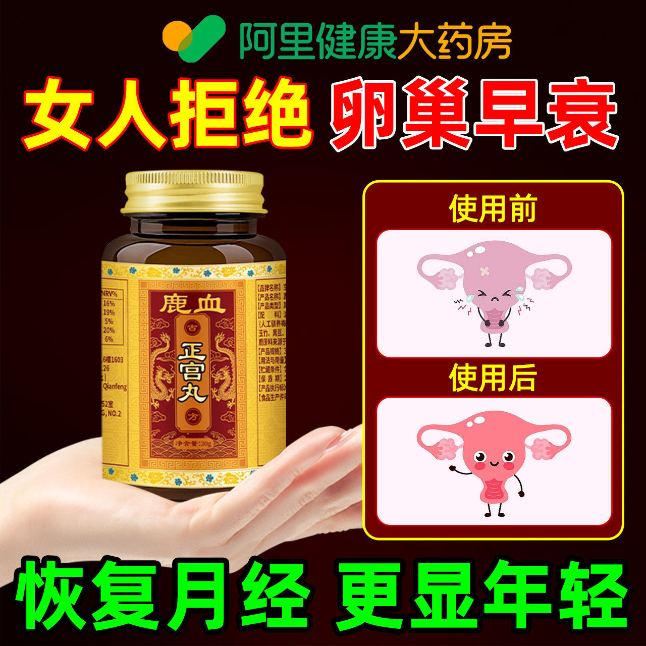女性更年期月经量少调理气血大姨妈宫寒发黑停经不来雌激素补充