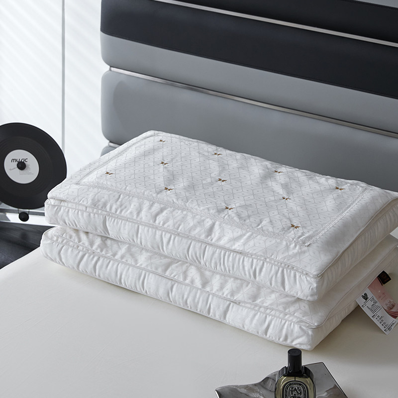 新款天丝棉A类大提花桑蚕丝（长丝）护颈抗菌枕头枕芯深睡高枕芯