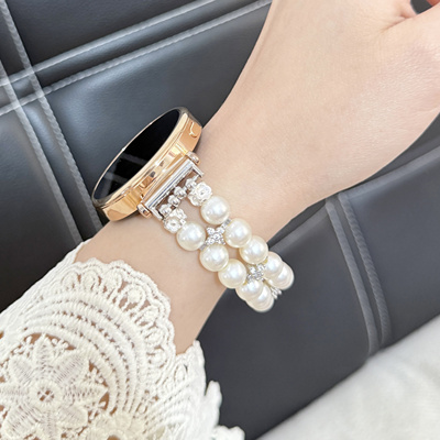 适用华为高级感双排珍珠表带女款
