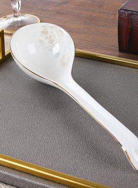 骨瓷汤勺大号盛汤家用陶瓷大调羹白色汤匙盛汤勺子厨具餐具粥勺子