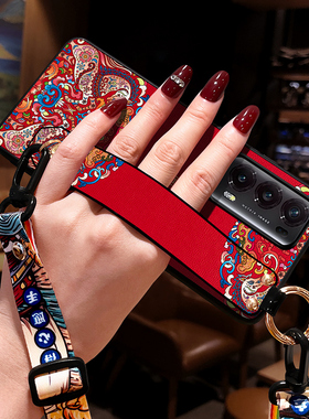 适用华为荣耀Magic V2手机壳女斜挎肩背挂脖绳Vs2手机壳v5中国风V3保护套折叠屏新款MagicVs3年网红色女马