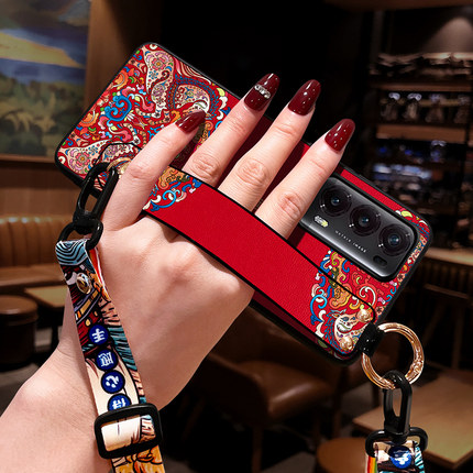 适用华为荣耀Magic V2手机壳女斜挎肩背挂脖绳Vs2手机壳v5中国风V3保护套折叠屏新款MagicVs3年网红色女马