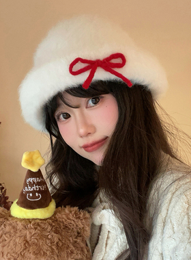 双笙欧尼盆帽出游可爱蝴蝶结女