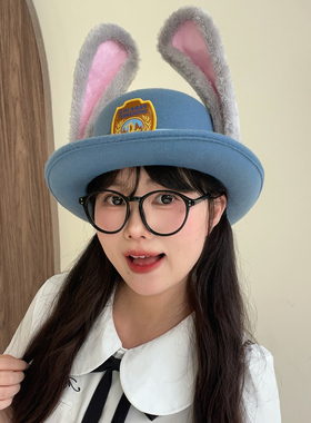 朱迪兔子警官帽子兔子耳朵贝雷帽