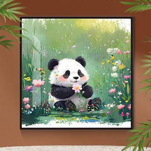 可爱卡通熊猫遮丑墙贴小清新立体卧室亚克力自粘治愈系房间装 饰画