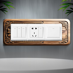 欧式开关贴保护贴轻奢风三连框高级感补洞口装饰贴客厅插座边框套