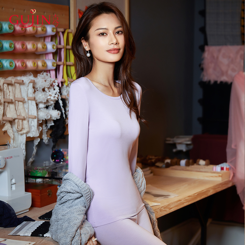古今圆领舒适春季女士薄款打底时尚简约柔软保暖套装3L584