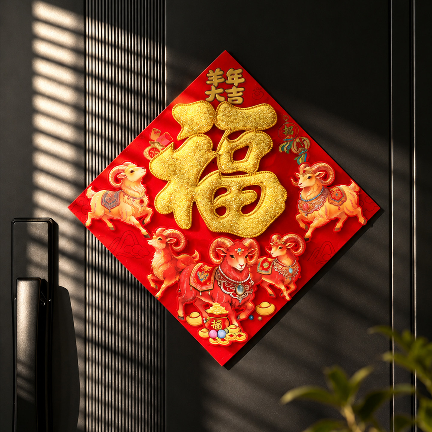 福字门贴2027新款羊年入户门装饰春节过年氛围装饰品新年布置门幅