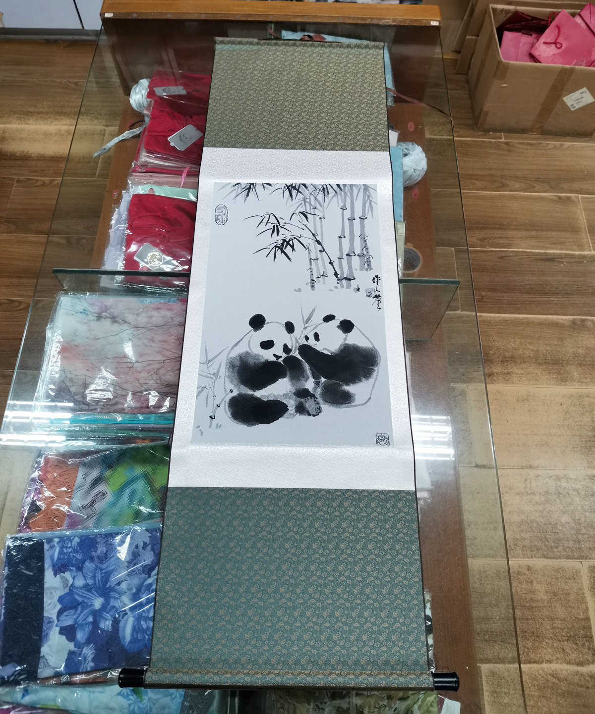 杭州都锦生丝绸画织锦画桑蚕丝特色礼品中国熊猫送外国人涉外礼品